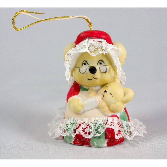 Jasco Caring Critter Chimer Bisque Porcelain Ornament Mother & Baby Bear Vintage - Picture 1 of 14